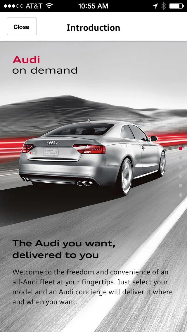 Audi on Demand — app intro; a car you summon rather than own