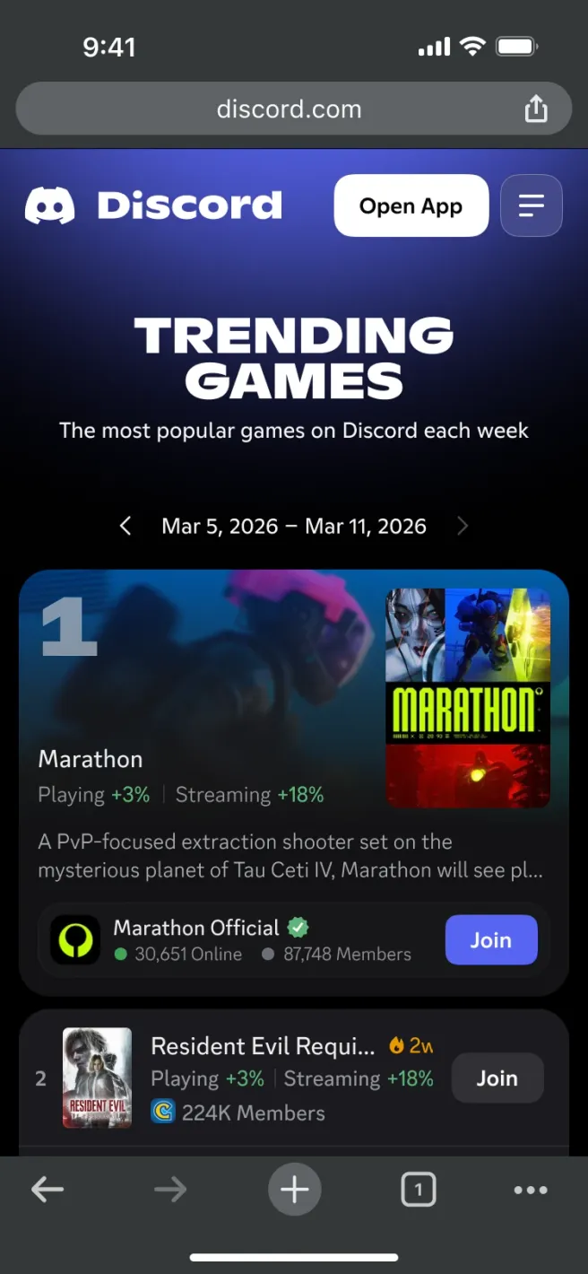 Discord Trending Games — the games discovery surface on mobile