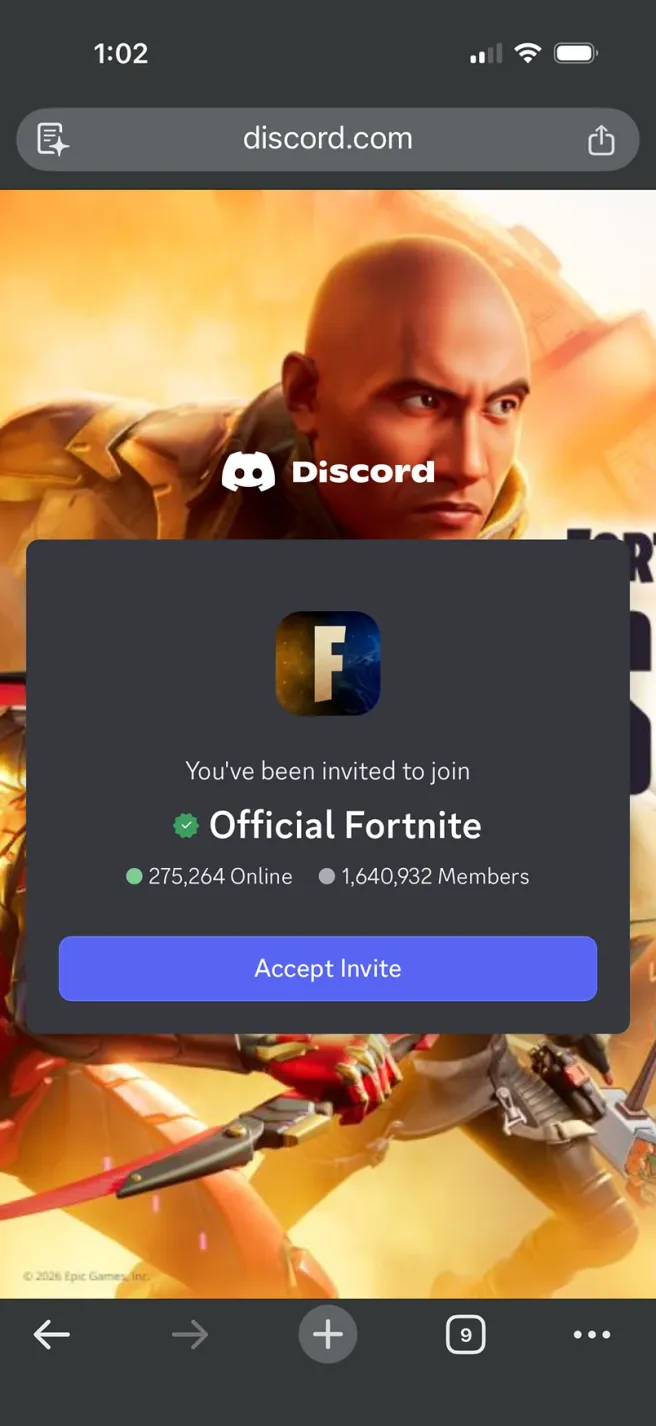 Discord Server Invite Landing Page (SILP) on mobile
