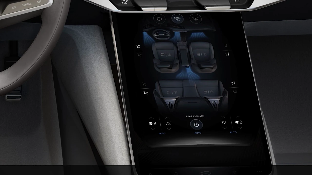 Lucid in-vehicle HMI interface in motion