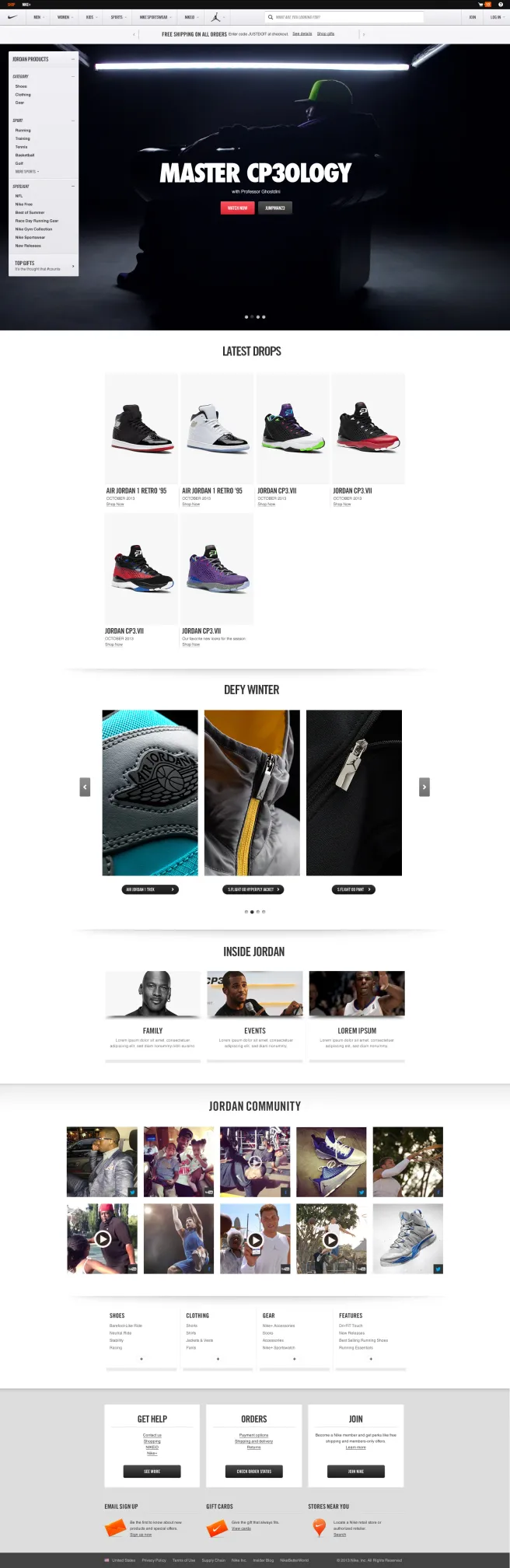Nike “One Nike” unified web platform — home