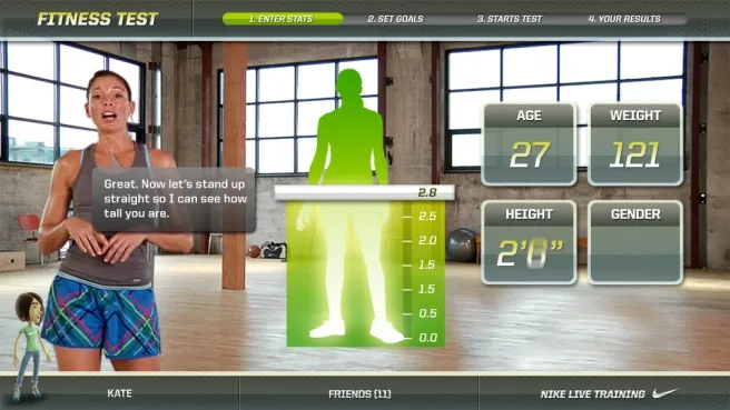 Nike Live Training — fitness-test interface
