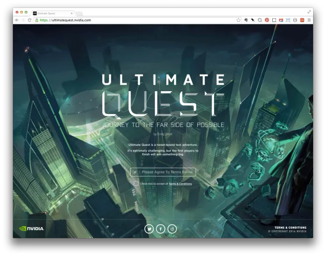 NVIDIA “The Ultimate Quest” interactive campaign — home