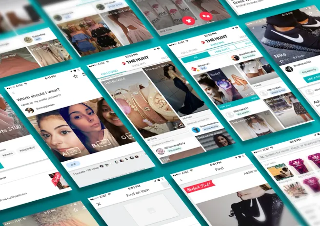 The Hunt iOS app — post a hunt, receive matches, mark the best as gems