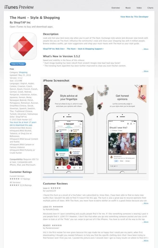 The Hunt on the App Store