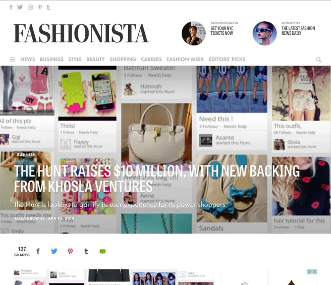 Fashionista press coverage of The Hunt