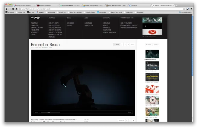 FWA (Favourite Website Awards) win for the Xbox project